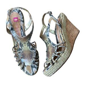 Elaine Turner snake skin wedge sandal‎ strappy never worn outside